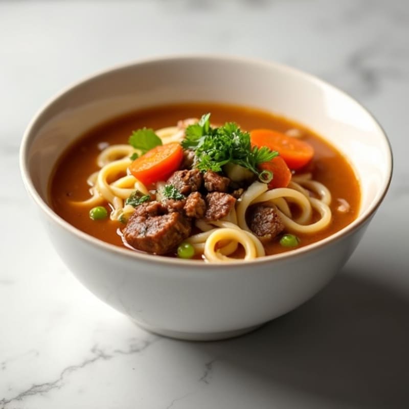 Savory Beef Noodle Soup with Fresh Herbs