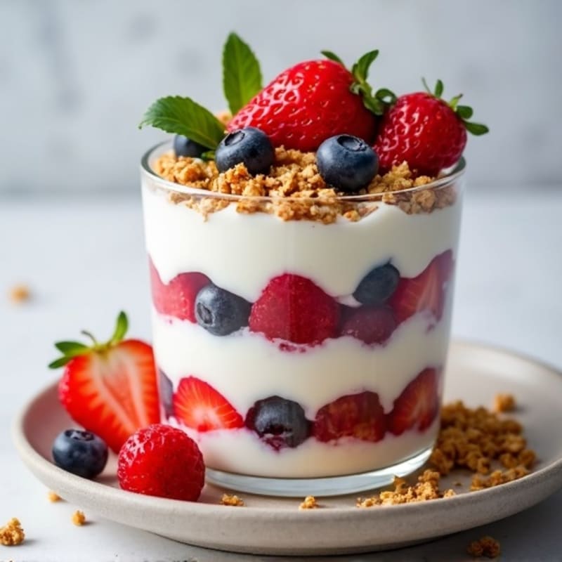 Greek Yogurt Protein Parfait with Mixed Berries