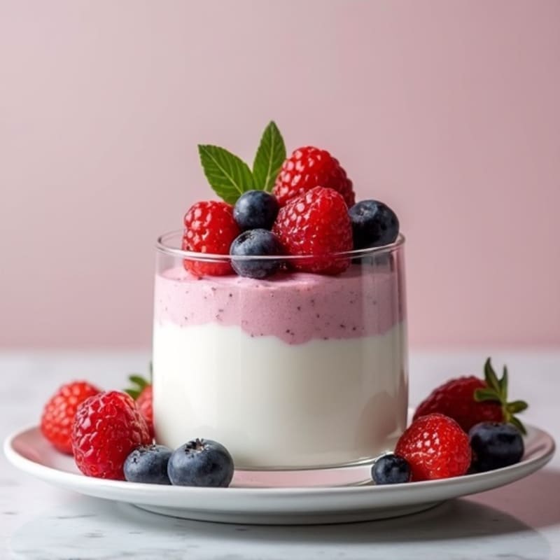 Greek Yogurt Protein Mousse with Mixed Berries