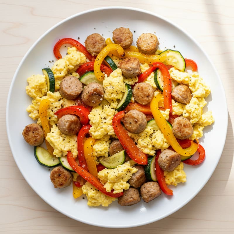 Sheet Pan Sausage and Veggie Scramble