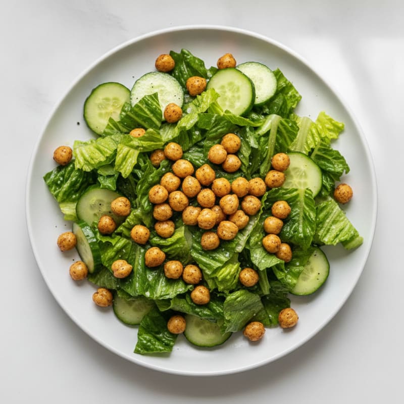 Crunchy Romaine Salad with Roasted Chickpeas