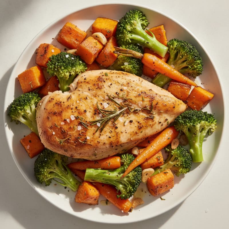 Roasted Herb Chicken with Sweet Potato and Broccoli