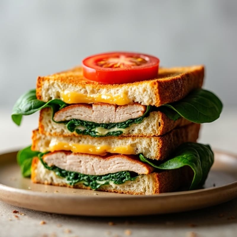 Crispy Grilled Turkey and Spinach Stacked Melt