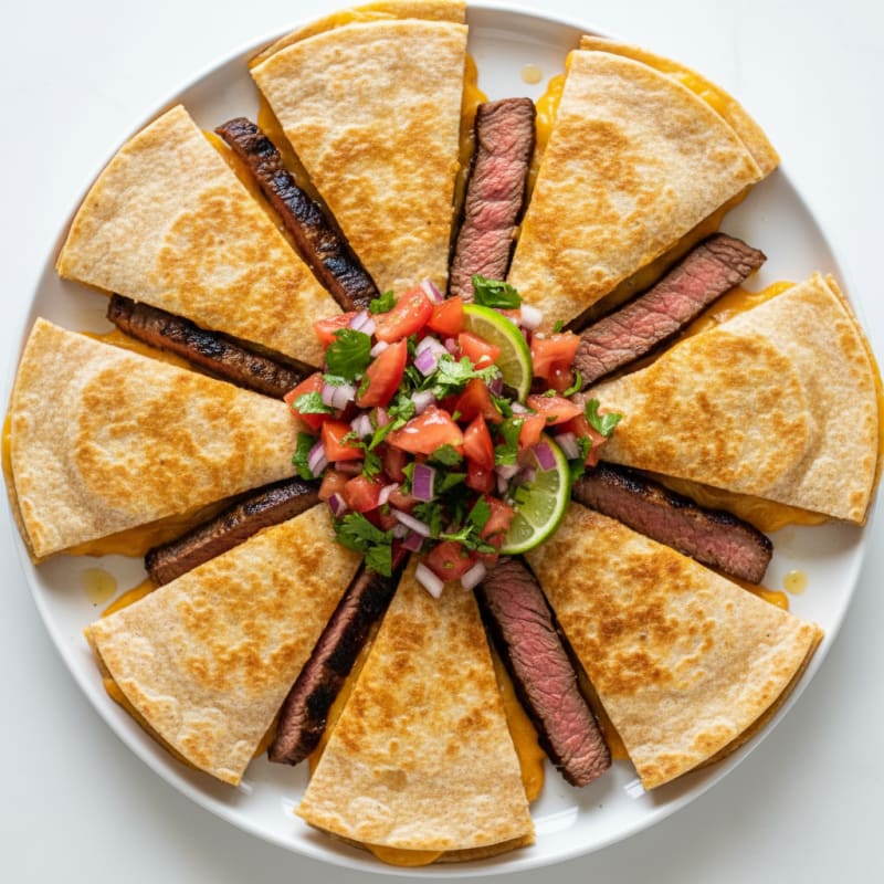 Steak and Cheese Quesadillas with Pico de Gallo
