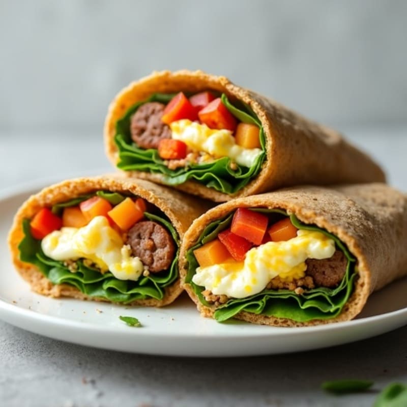 Crispy Egg White and Turkey Sausage Breakfast Wrap