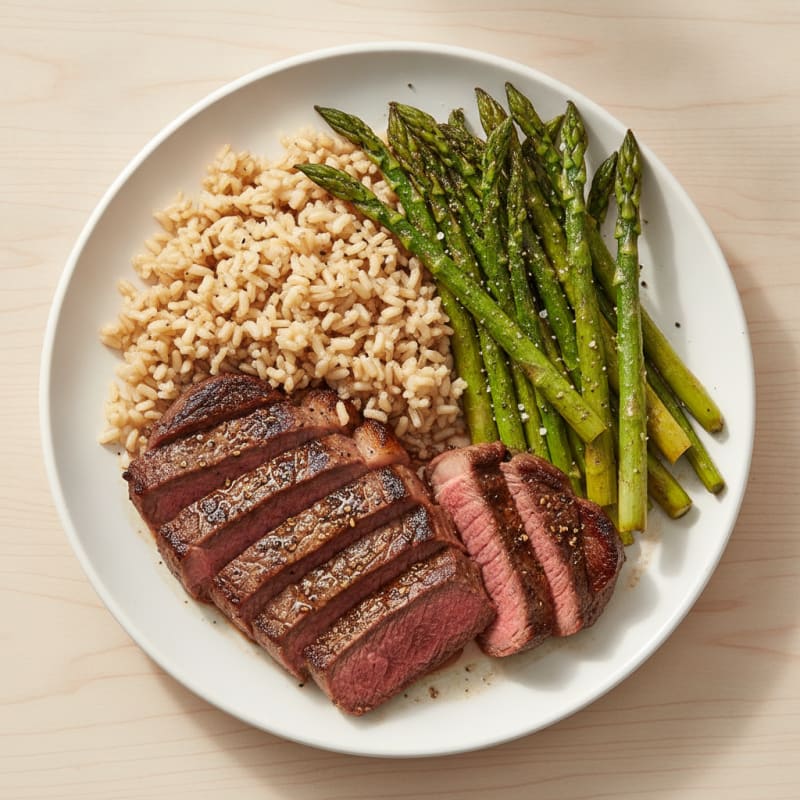 Pan-Seared Steak with Roasted Asparagus