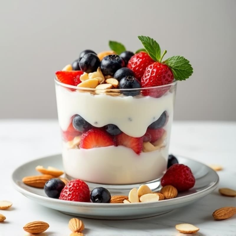 Creamy Greek Yogurt Parfait with Berries and Almonds