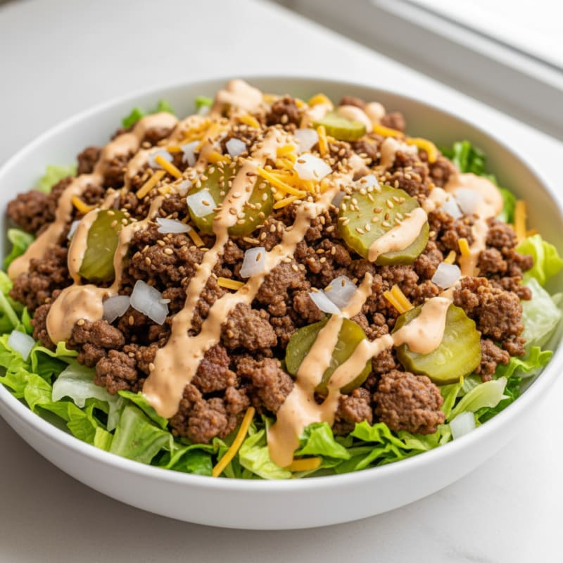 Crispy Ground Beef Big Mac Bowl