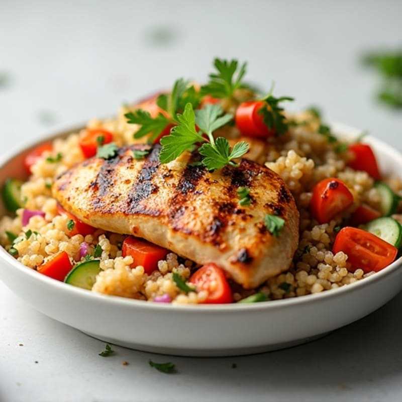 Grilled Chicken Breast with Crunchy Quinoa Salad