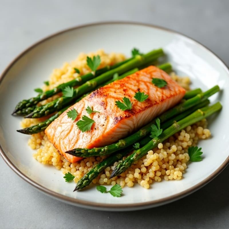 Seared Salmon with Asparagus and Lemon Herb Quinoa