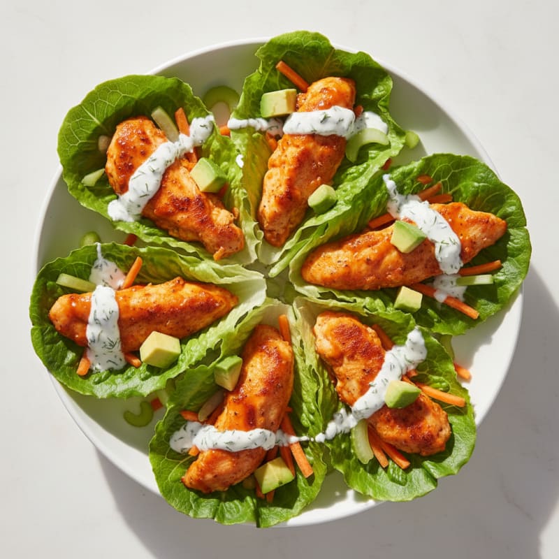 Buffalo Ranch Chicken Lettuce Wraps