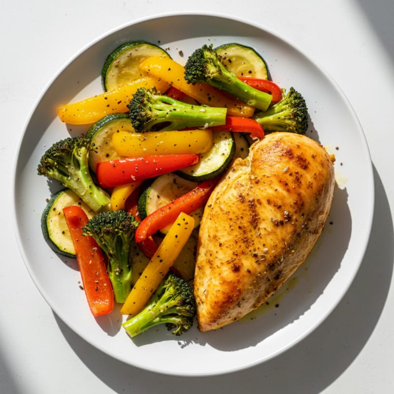 Golden Herb-Baked Chicken with Zesty Vegetables