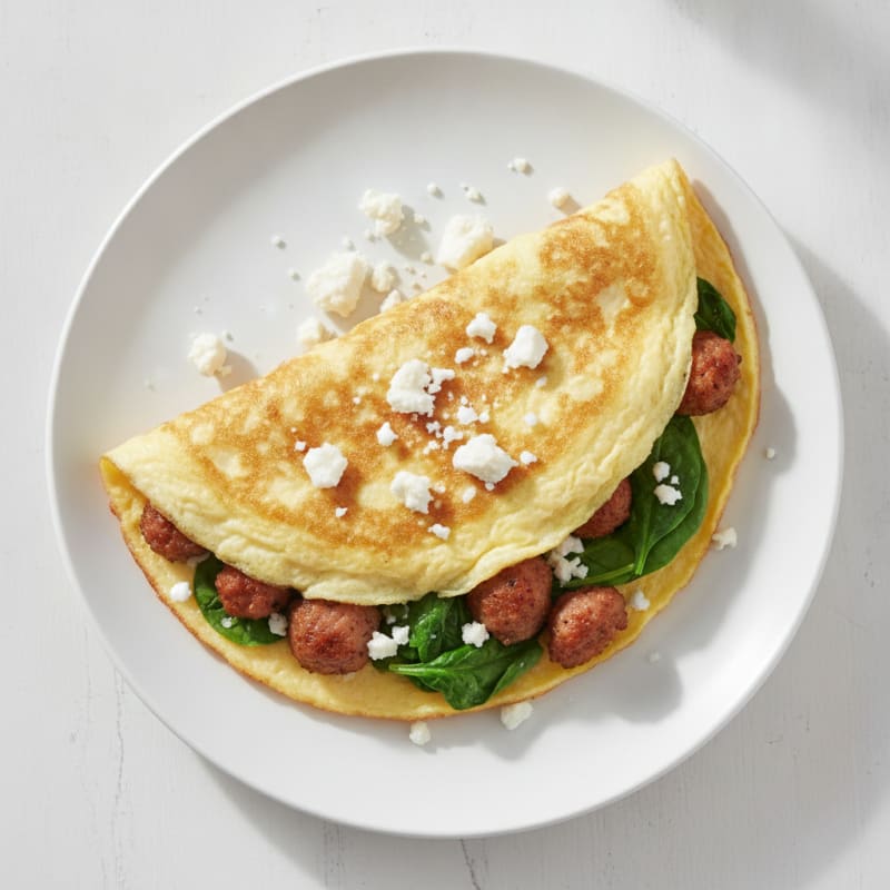 Egg White Spinach Omelette with Turkey Sausage