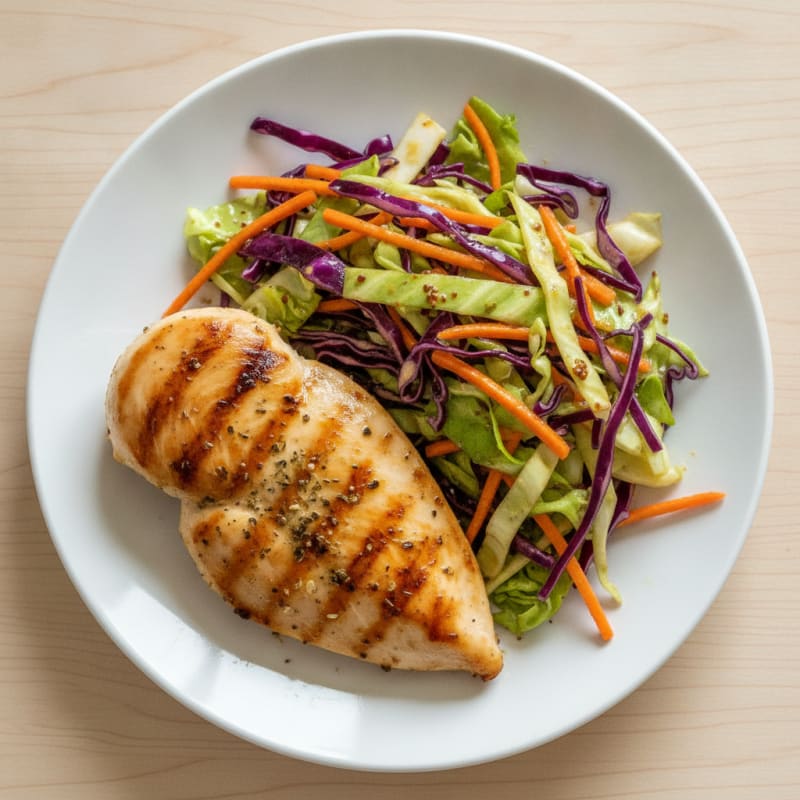 Grilled Chicken Breast with Crunchy Cabbage Slaw