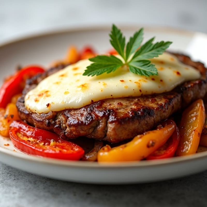 Lean Steak and Sautéed Peppers with Caramelized Onions and Melty Provolone