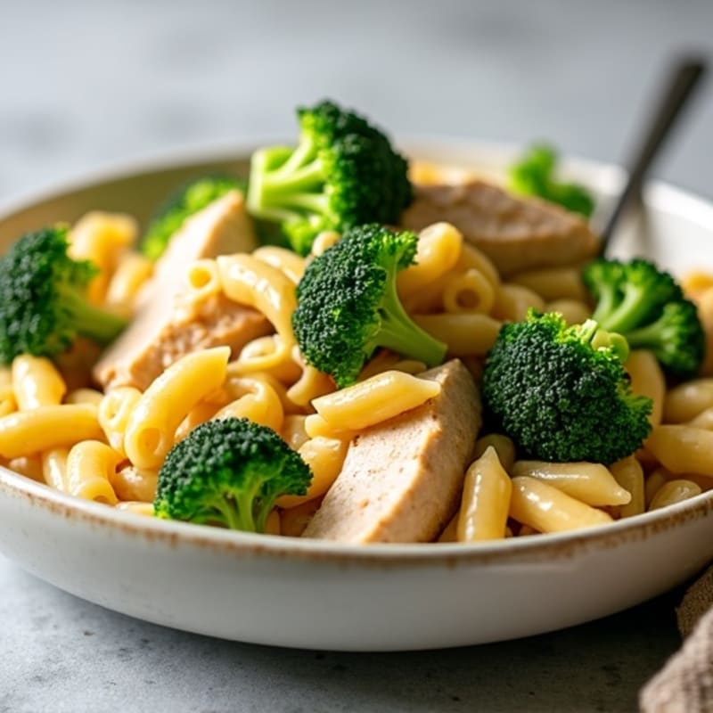 Creamy Chicken Pasta with Roasted Broccoli