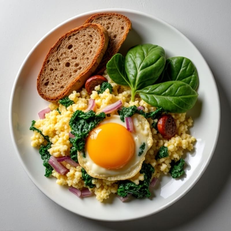 Egg White Scramble with Spinach and Turkey Sausage