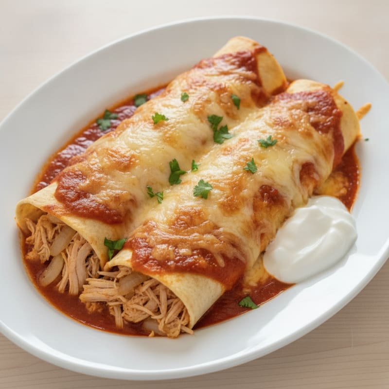 Chicken Enchiladas with Red Chili Sauce