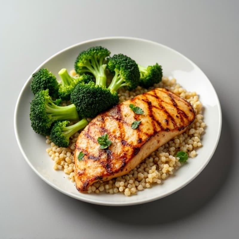 Grilled Chicken Breast with Quinoa and Steamed Broccoli