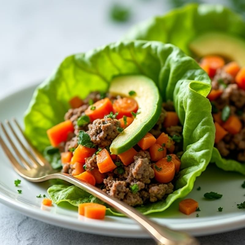 Savory Ground Beef and Crispy Vegetable Lettuce Wraps