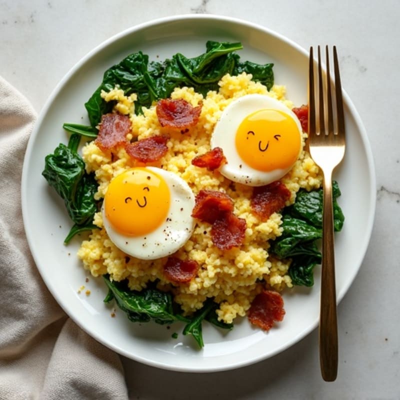 Cottage Cheese Scramble with Spinach and Turkey Bacon