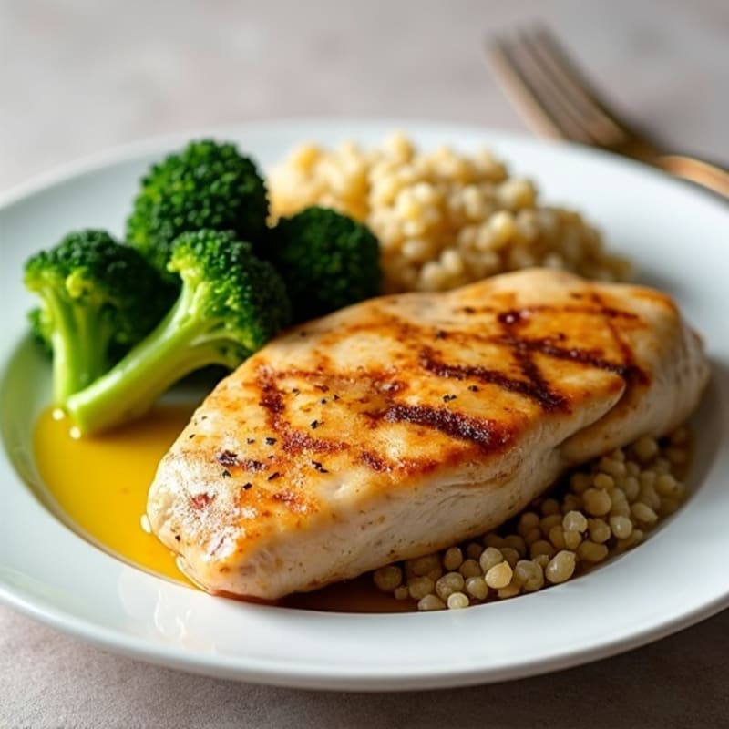 Grilled Chicken Breast with Quinoa and Steamed Broccoli