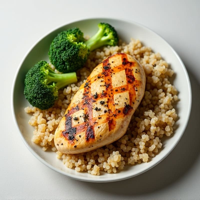 Grilled Chicken Breast with Quinoa and Steamed Broccoli