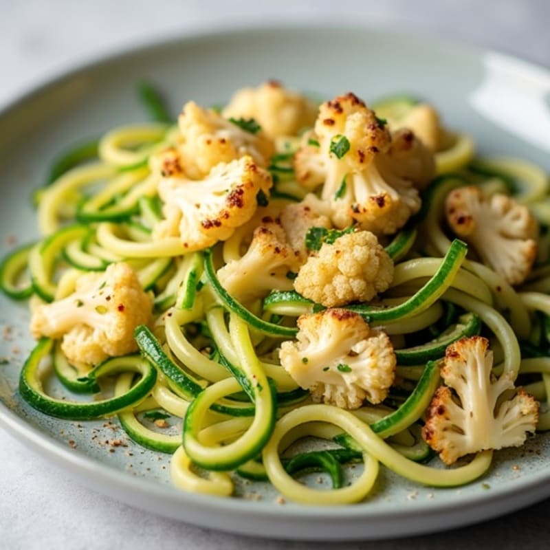 Creamy Cashew Cauliflower Alfredo with Zucchini Noodles