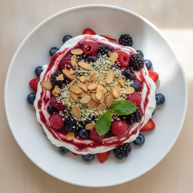 Greek Yogurt Protein Parfait with Mixed Berries