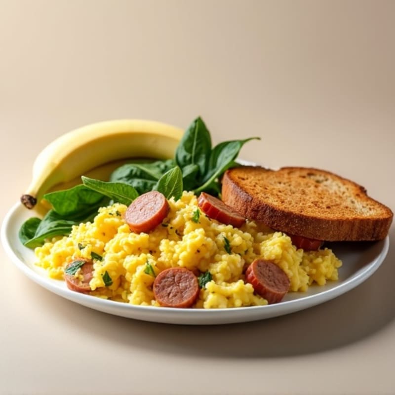 Egg White Scramble with Spinach and Turkey Sausage
