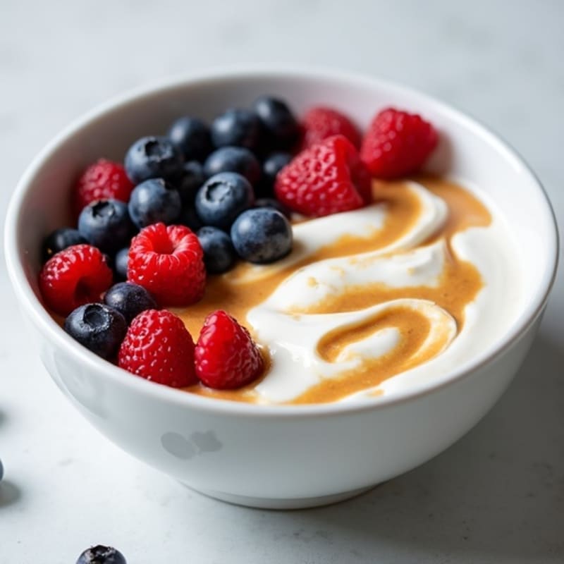 Creamy Greek Yogurt Bowl with Almond Butter and Fresh Berries