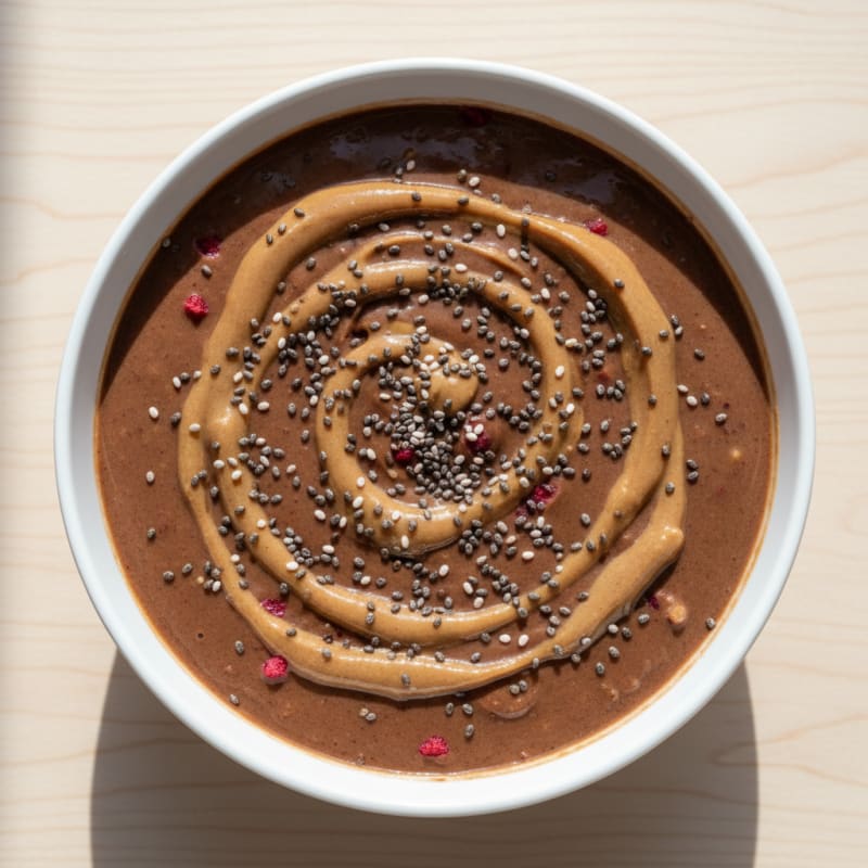 Chocolate Protein Smoothie Bowl with Almond Butter and Chia Seeds
