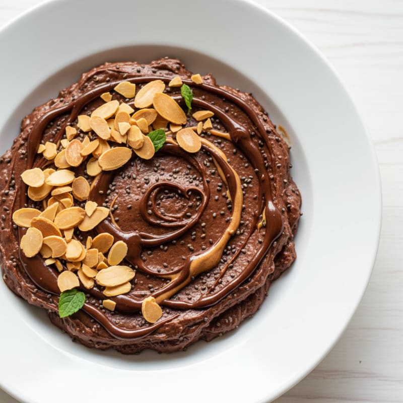 Silky Chocolate Protein Pudding with Toasted Almonds