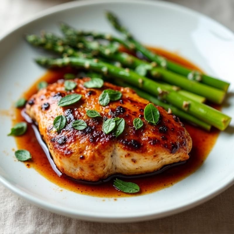 Date-Balsamic Glazed Chicken with Roasted Asparagus