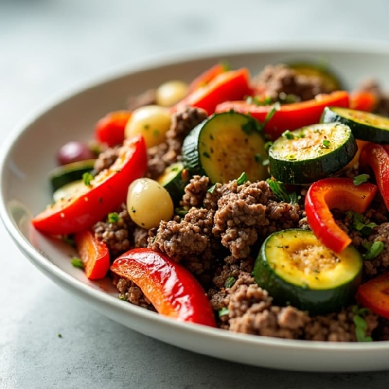 Herb-Seasoned Lean Ground Beef Skillet with Roasted Vegetables