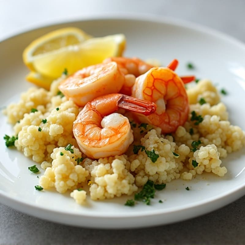 Garlic-Lemon Pan Seared Shrimp with Herb Cauliflower Rice