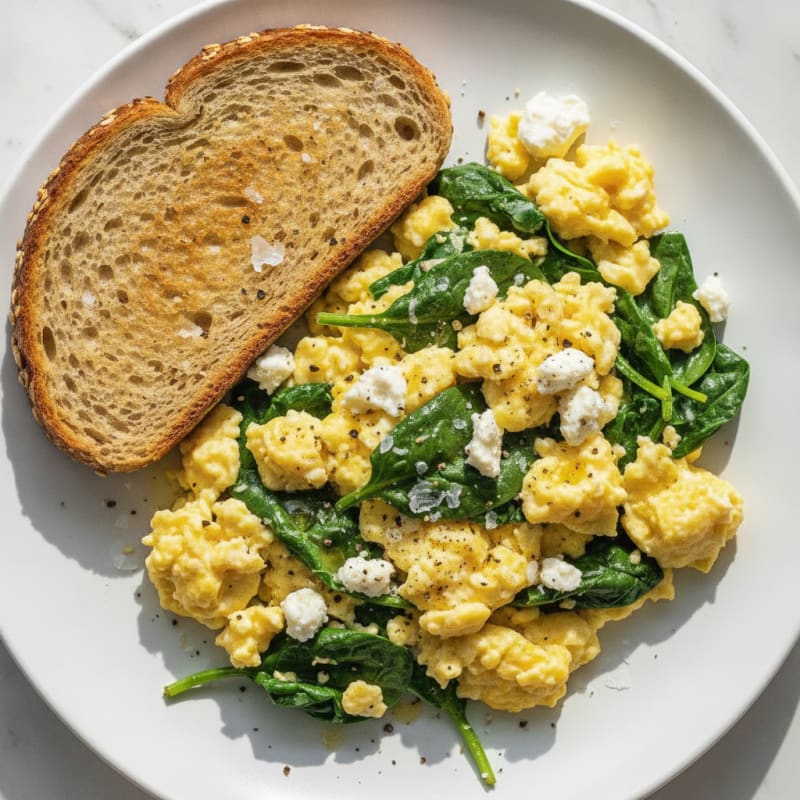 Scrambled Eggs with Spinach and Feta