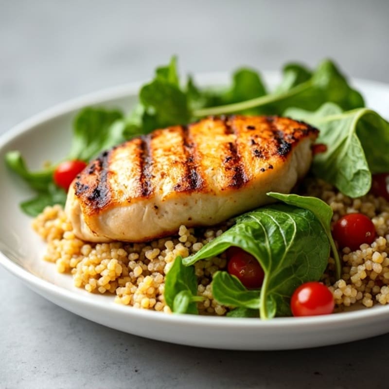 Grilled Chicken Breast with Mixed Greens and Quinoa