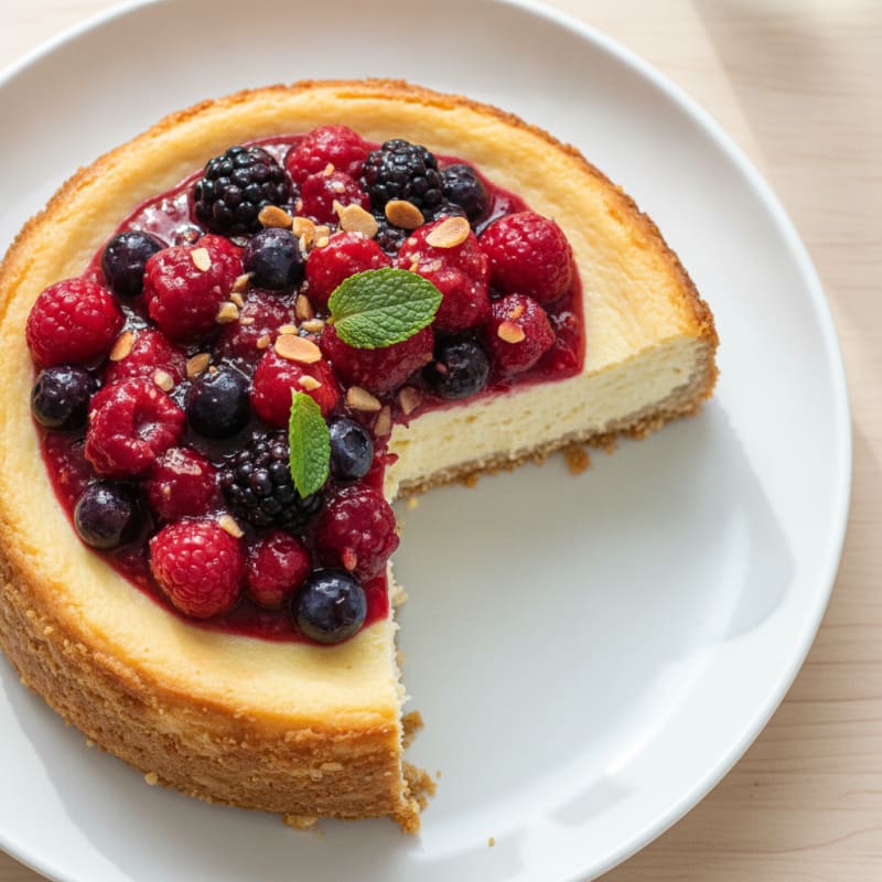 Silky Protein Cheesecake with Mixed Berries