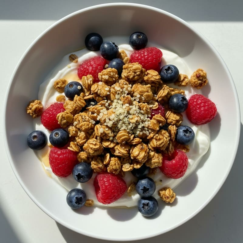 Creamy Greek Yogurt Parfait with Mixed Berries and Protein Granola