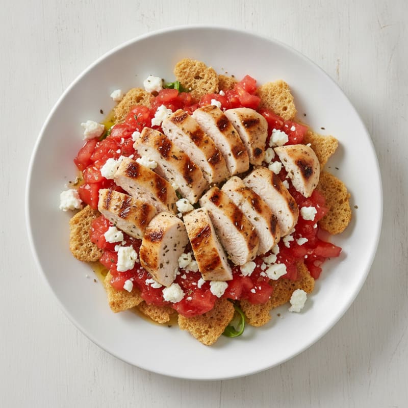 Greek Rusk Salad with Herb-Grilled Chicken