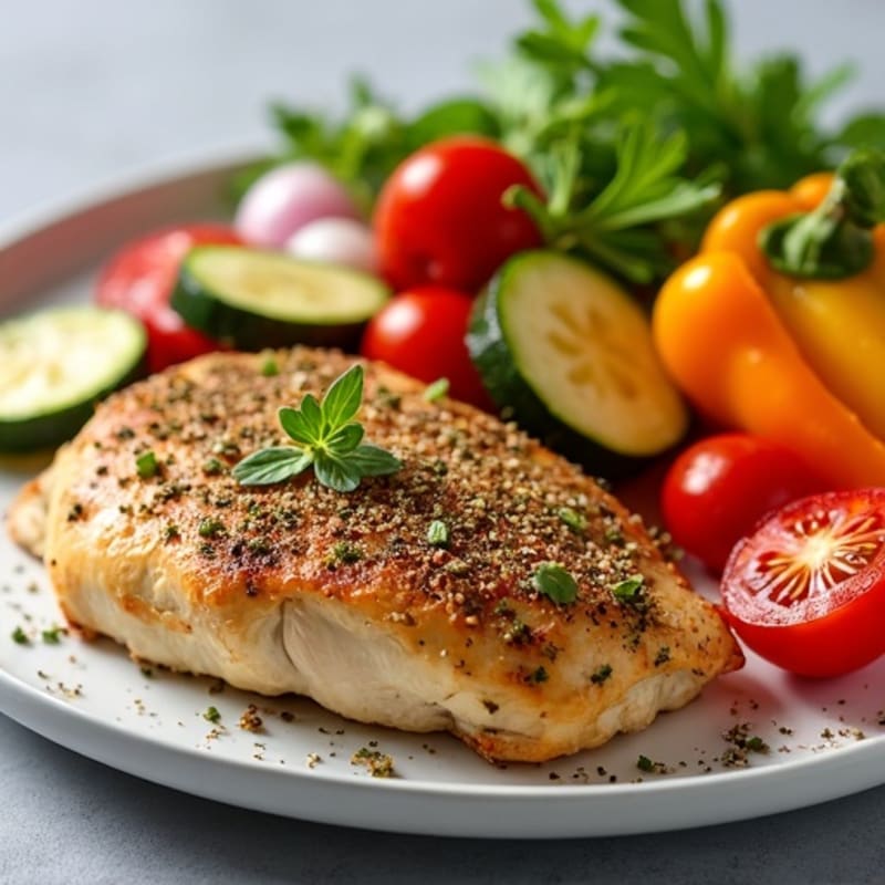 Herb-Crusted Sheet Pan Chicken with Roasted Rainbow Vegetables