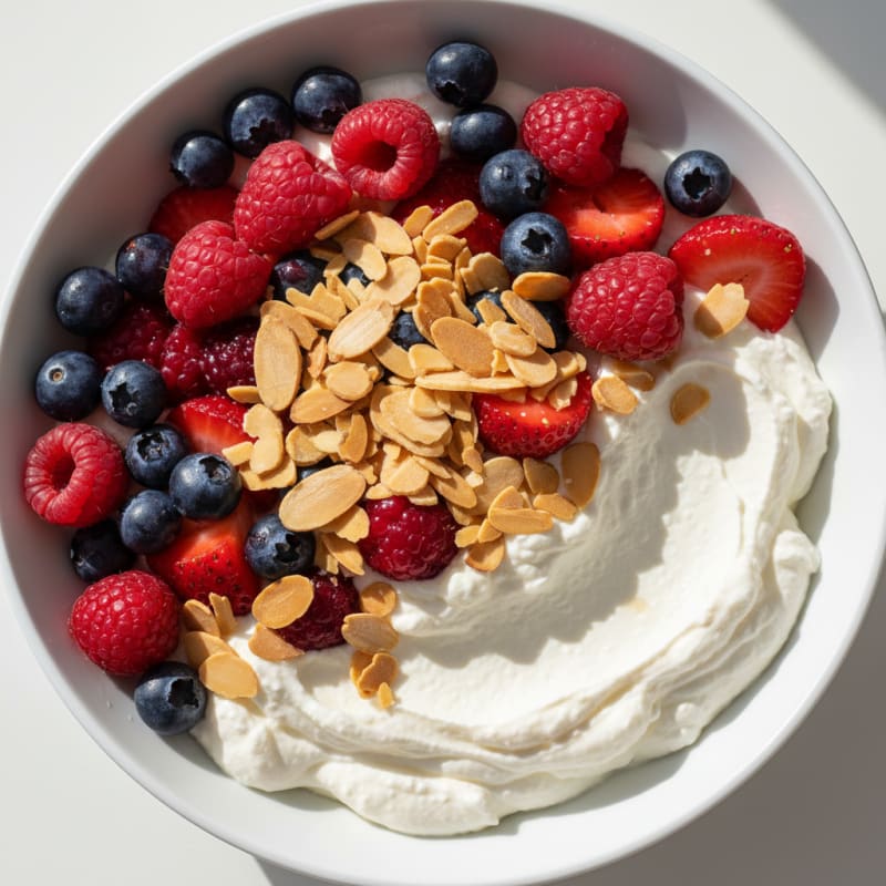 Greek Yogurt Protein Bowl with Mixed Berries and Almonds
