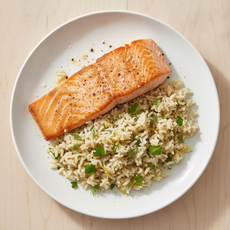 Pan-Seared Salmon with Lemon-Herb Rice