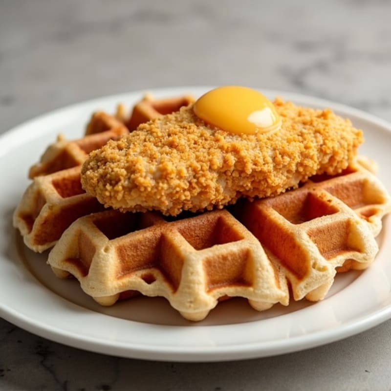 Crispy Baked Golden Chicken with Fluffy Whole Wheat Waffles