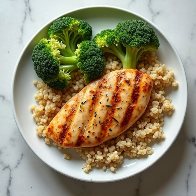 Grilled Chicken Breast with Quinoa and Steamed Broccoli