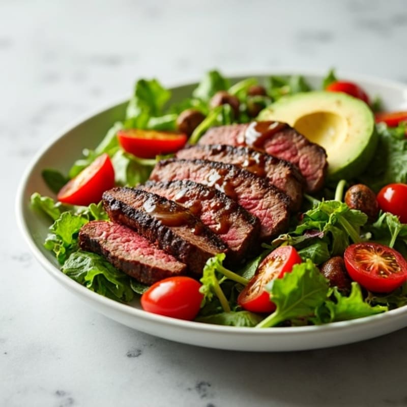 Grilled Beef Steak Salad with Cherry Tomatoes and Balsamic Vinaigrette