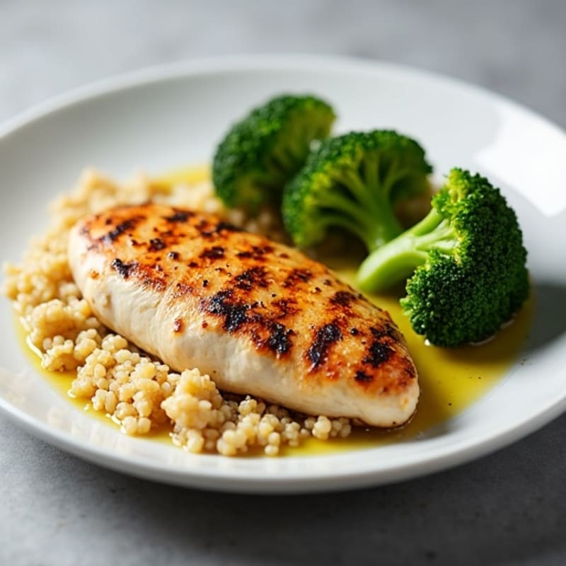 Grilled Chicken Breast with Roasted Broccoli and Quinoa