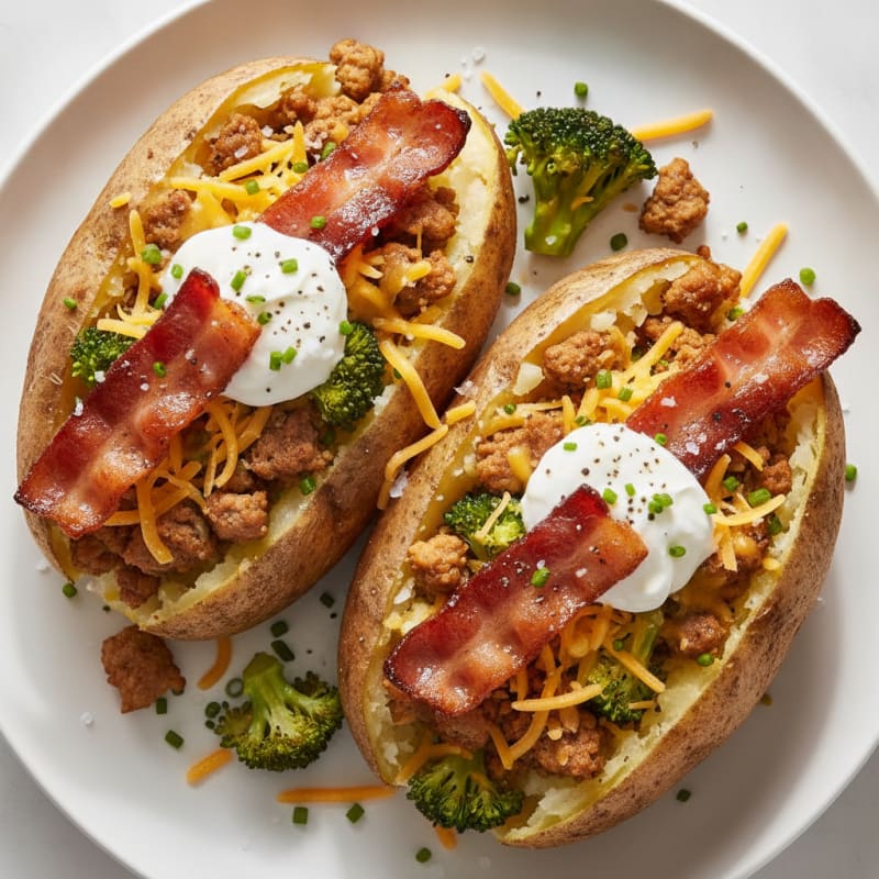 Hearty Loaded Baked Potatoes with Bacon