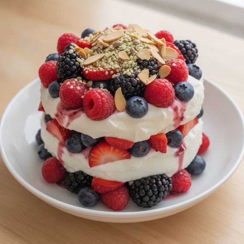 Greek Yogurt Protein Parfait with Mixed Berries